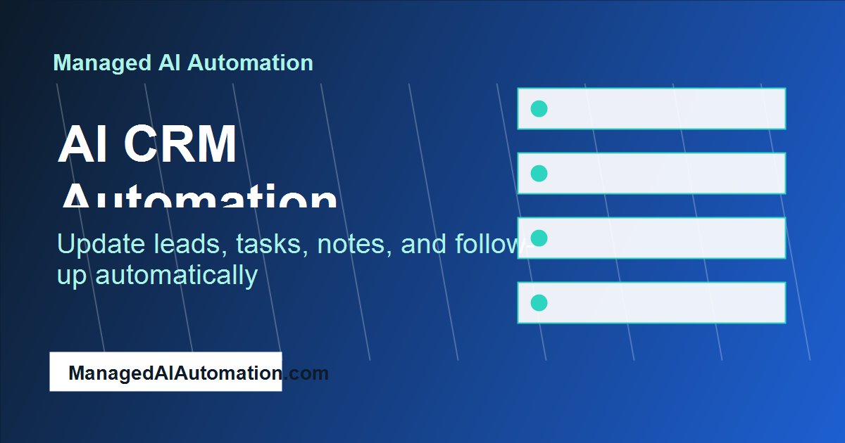 Branded graphic for AI CRM automation for small business